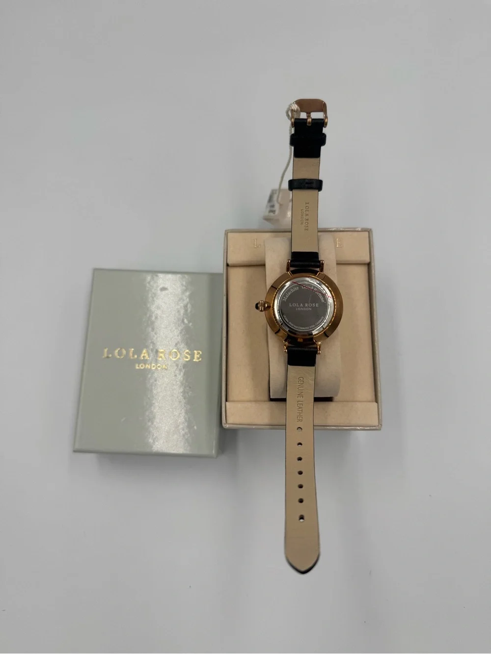 Beautiful Lola Rose Green Dial/ Rose Gold Roman Numeral & black leather strap